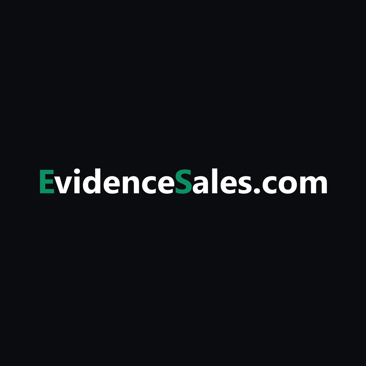 EvidenceSales.com square logo with a black background, white letters, and green capital E and S